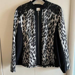 Chico's Leopard Jacquard Open Jacket - Black